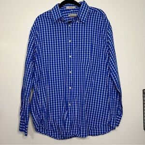 Barry Bricken Men’s XXL Blue Gingham Check‎ Button-Down Shirt Cotton
